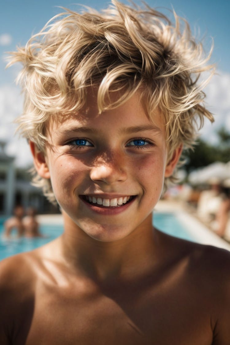 Young boy at the pool
