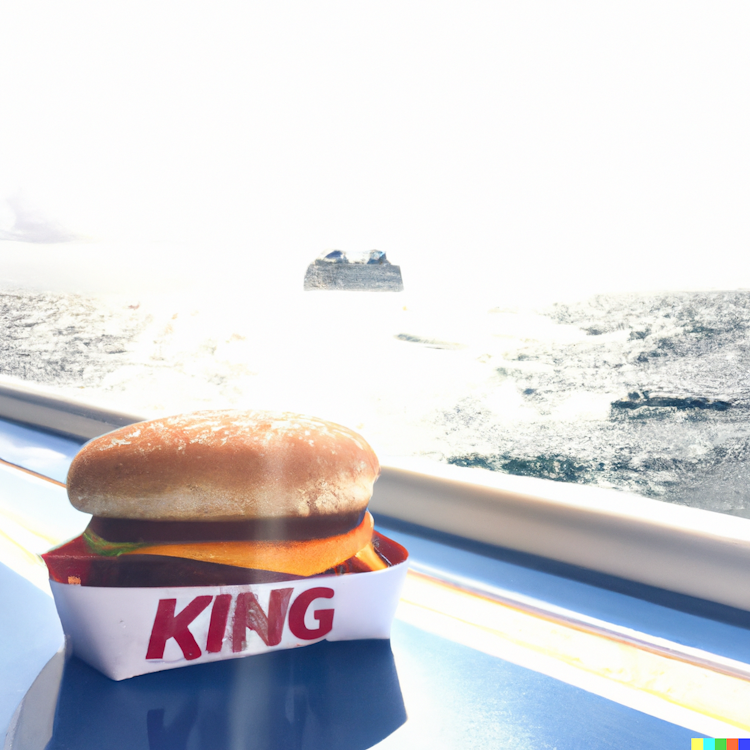 Burger King travels on a boat
