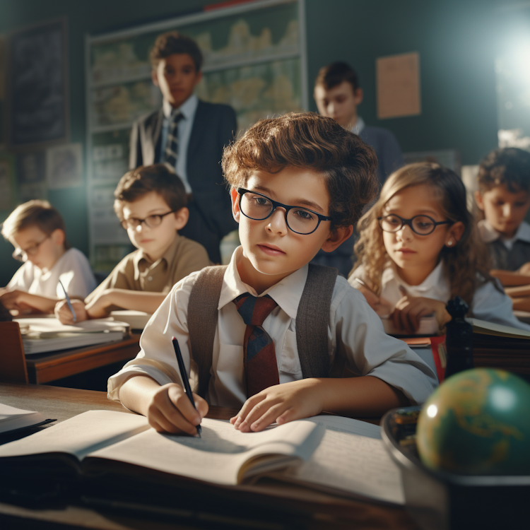 Stock photograph of children in class
