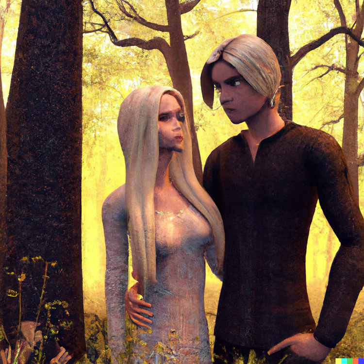 Couple in forest background