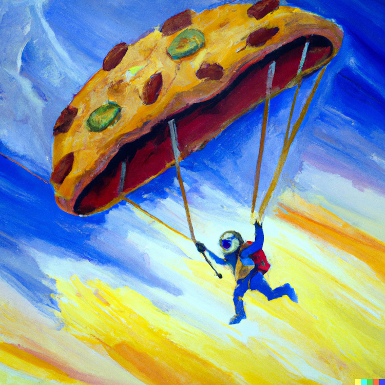 Skydiving with pizza