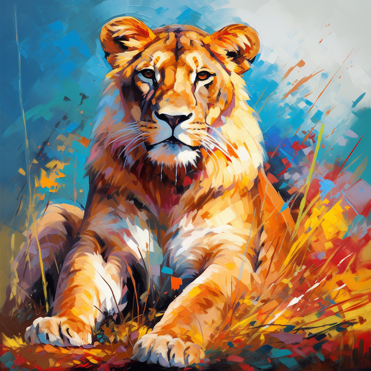 Lioness in vibrant colours