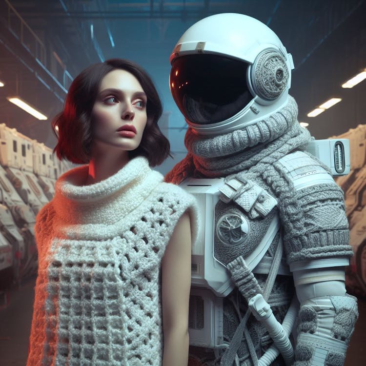 Futuristic astronaut couple