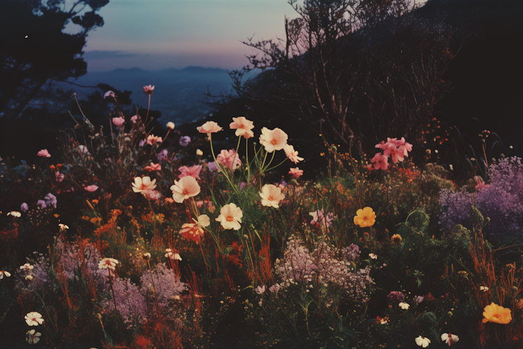 Wild flowers retro photography