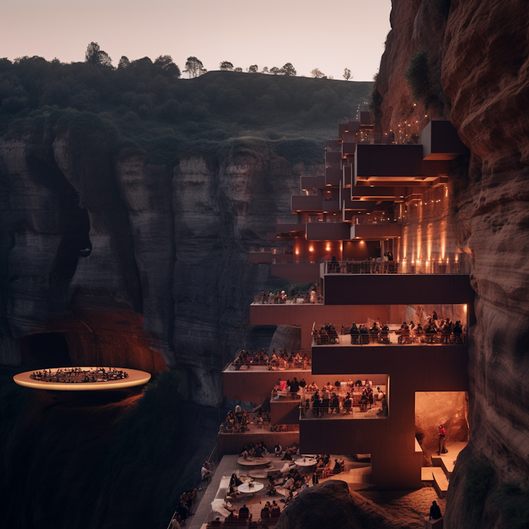 Rooftop party in cliffs