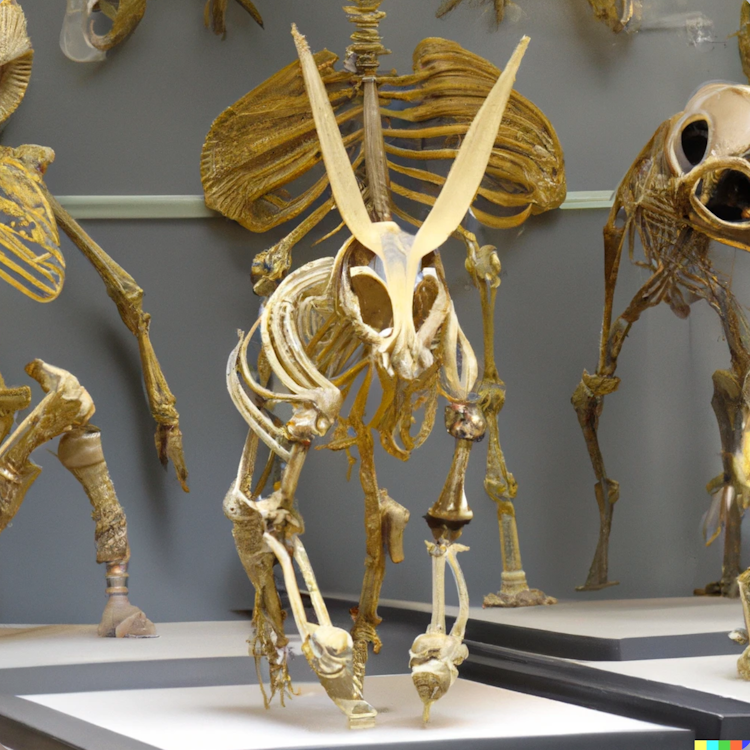 Pokemon skeletons in the museum