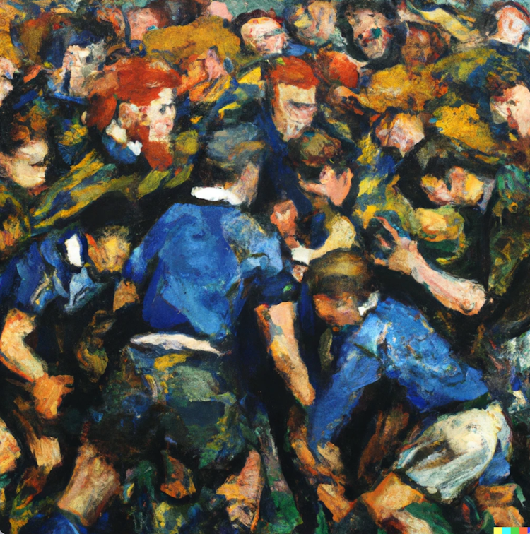 A rugby scrum by Van Gogh