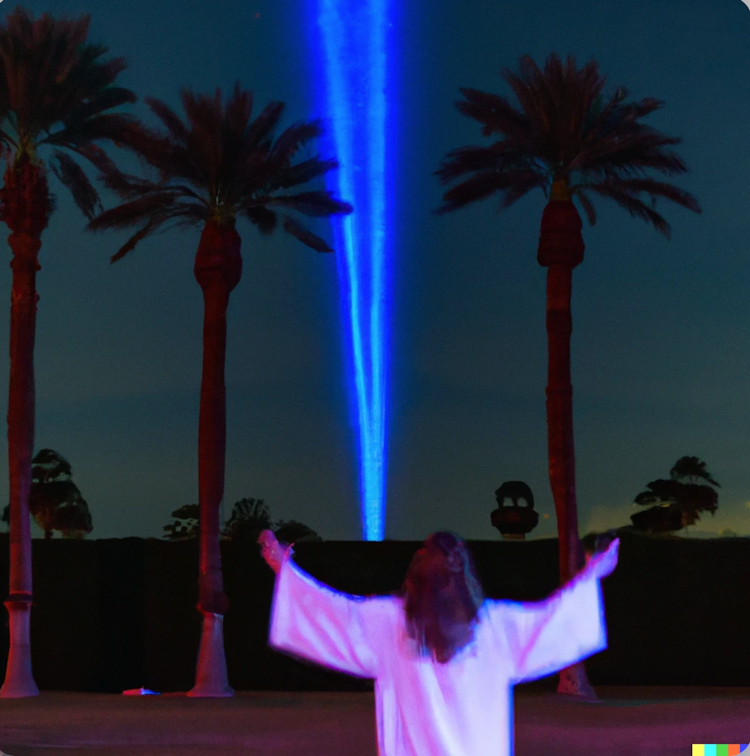 Jesus performing a laser show