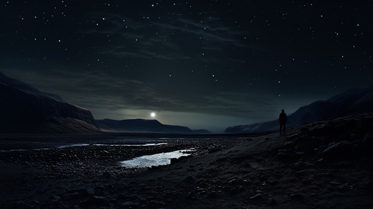 Black desert in the starry night