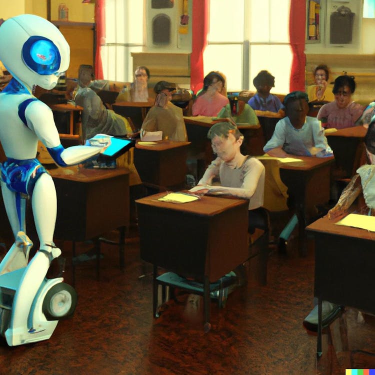 Robot teacher in class