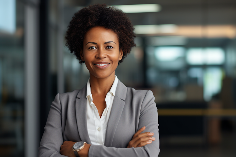 Stock photograph of a middle-aged African business woman