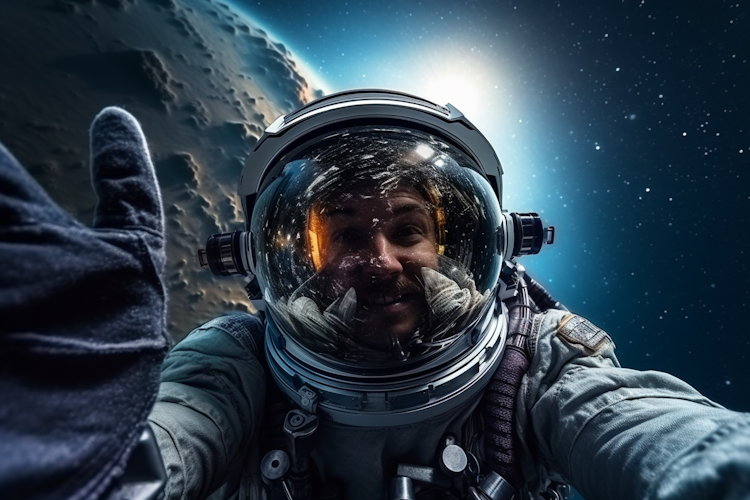 Selfie of a space astronaut
