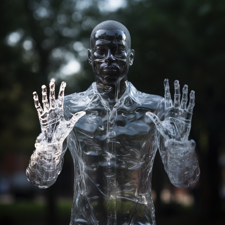 A person made of clear glass