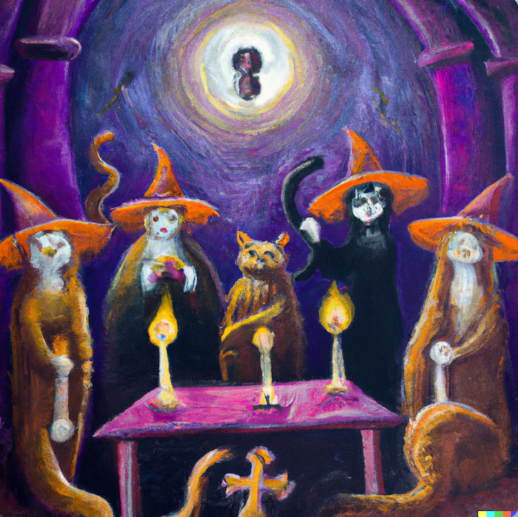 Cats witches performing rituals