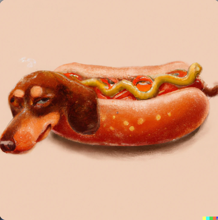 A dog in a hot dog