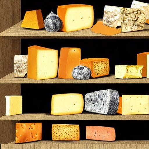 A cheese shelf