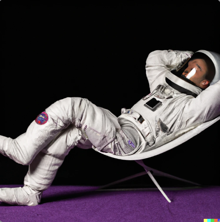 An astronaut lounging on the Moon