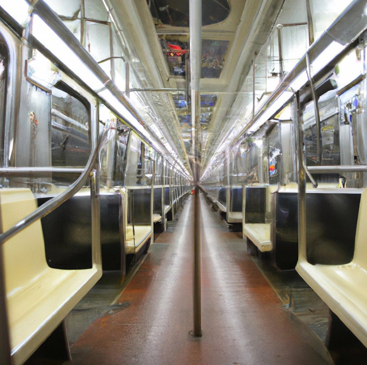 Empty New York city subway car