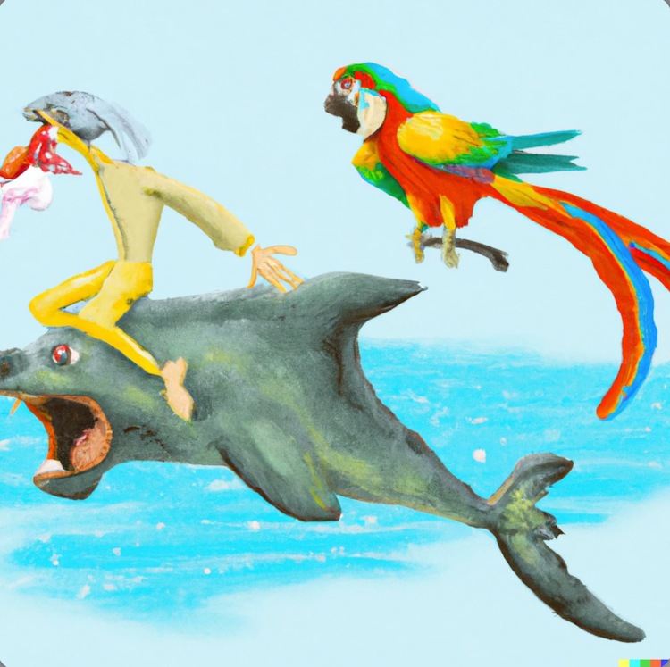 Parrot and dolphin man