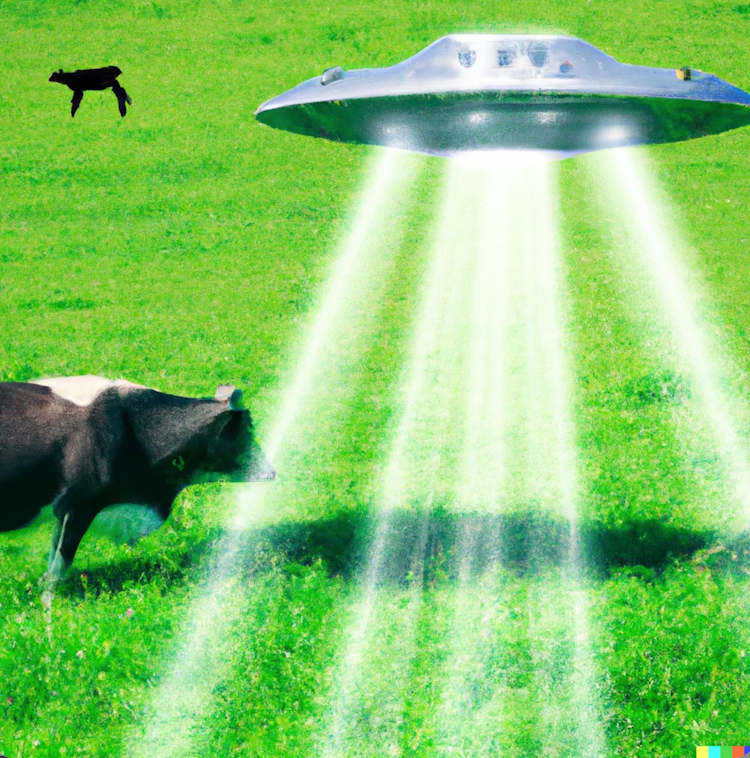 UFO abducting a cow