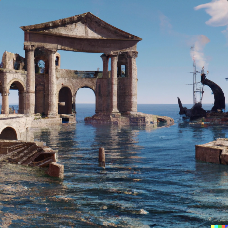 Harbor with Roman ruins