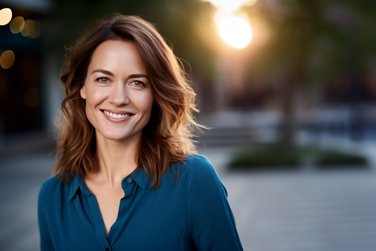 Stock photograph of a smiling woman