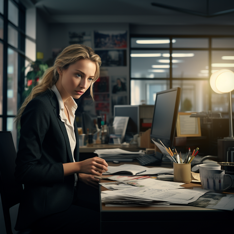 Stock photograph of woman working