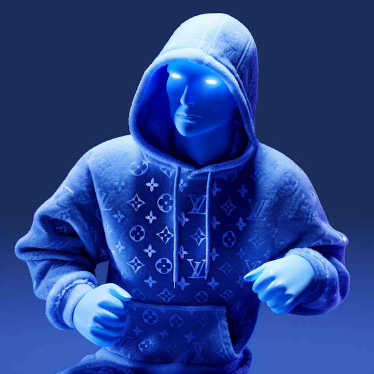 Louis Vuitton print blue hoodie with light