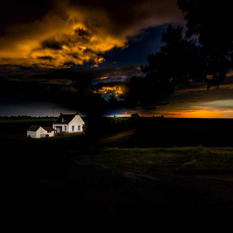 French countryside night landscape