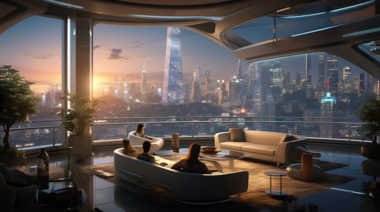 High rise living room in 2050