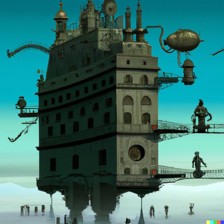 A Victorian city floating in the sky