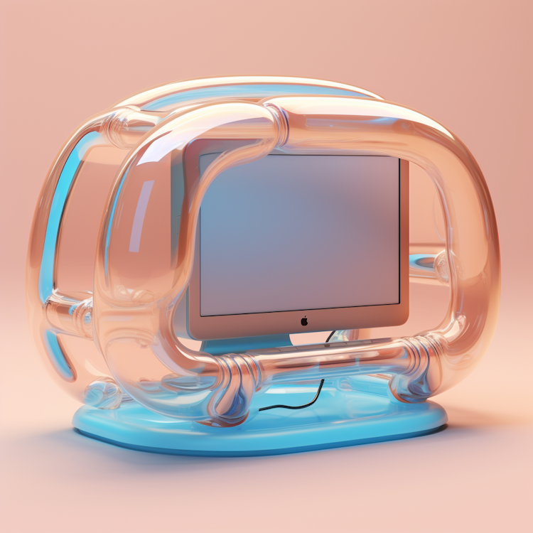 3D render of a translucent computer