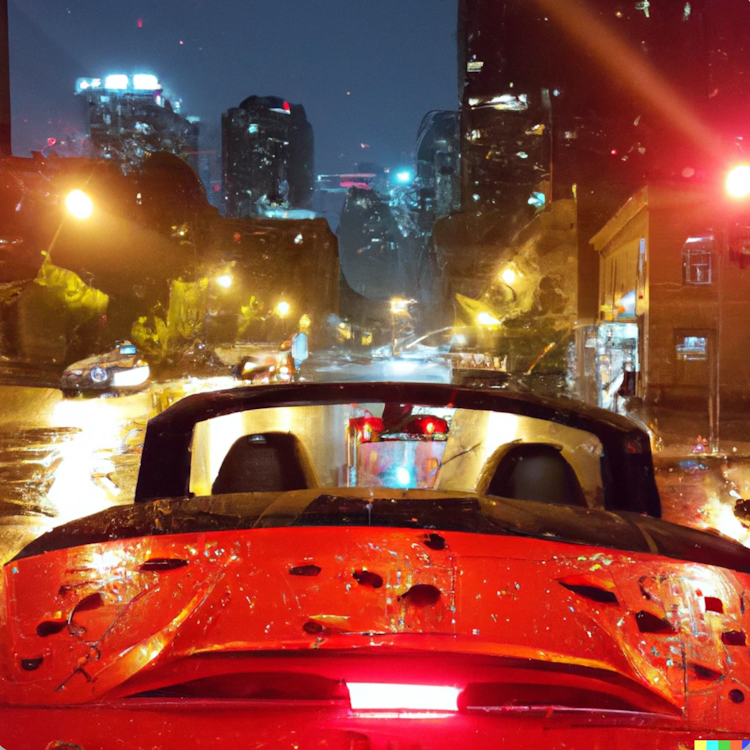 Driving on a rainy night