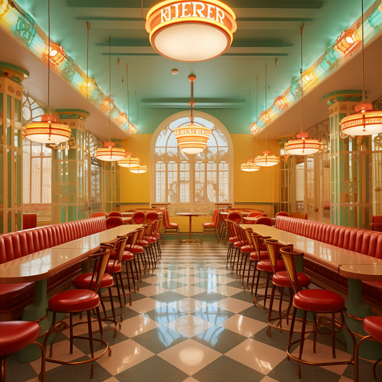 Wes Anderson style restaurant