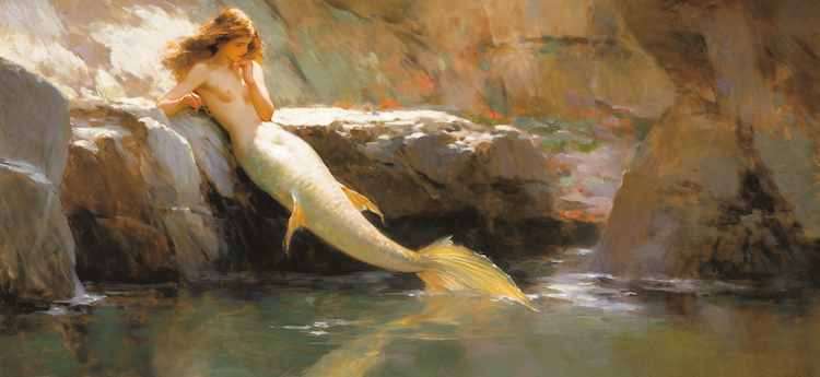 Oil painting of a mermaid