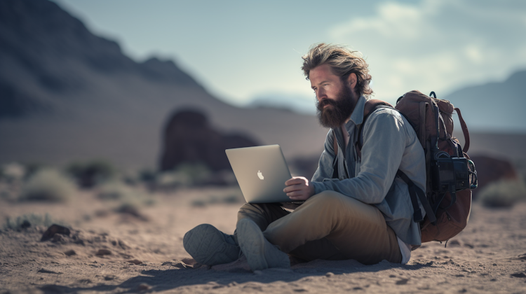 Stock photograph of working in the desert