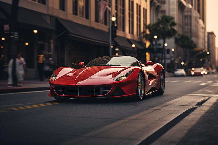 Red Ferrari Knightama on the city street