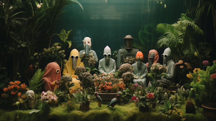 Ghosts in a surreal garden