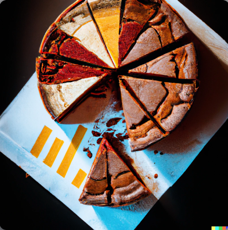 A pie chart made of cake