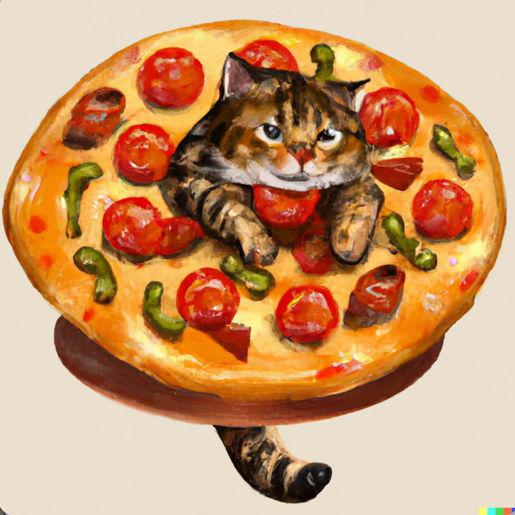 Cat on a pizza