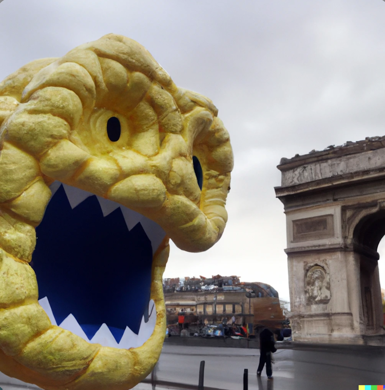 A monster destroying Paris