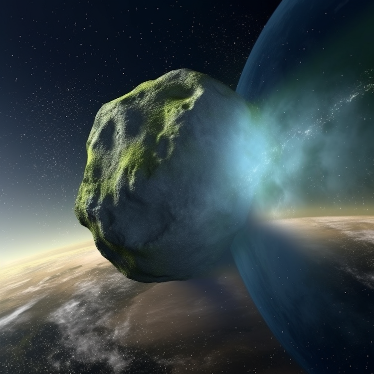An asteroid hitting the earth