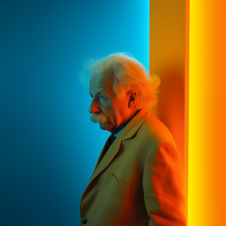 Albert Einstein in a James Turrell space