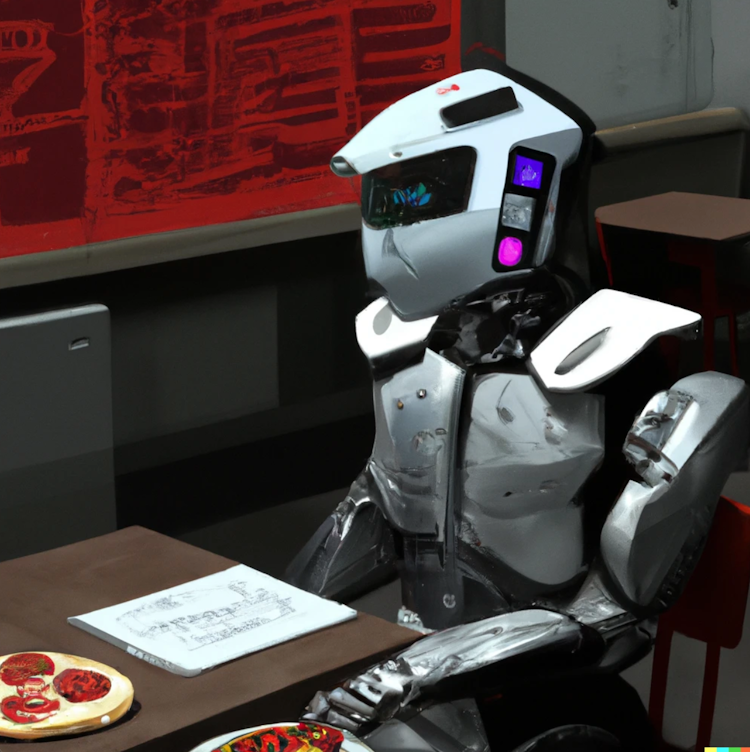 A cyborg ordering pizza