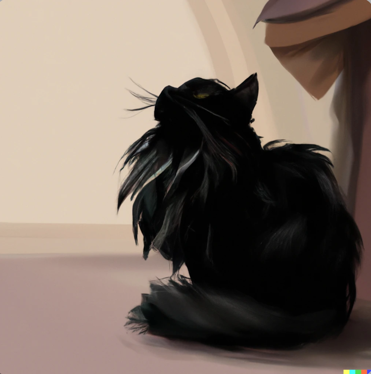 A black cat with long hair 