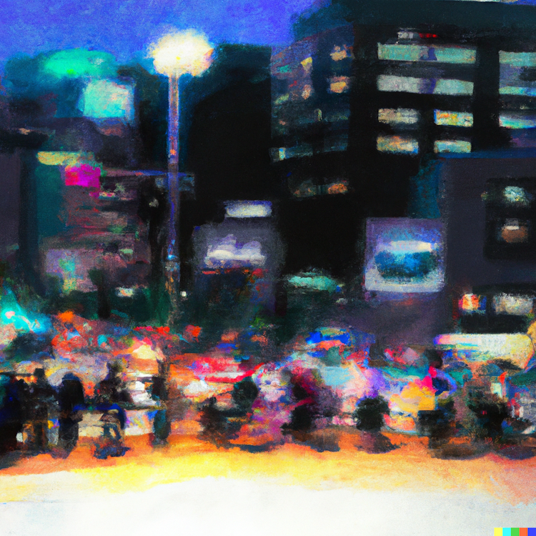 Korean night life in impressionism