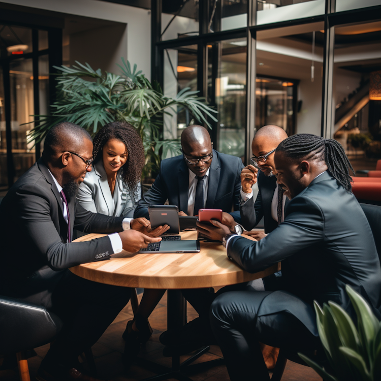 Stock photograph of an African sales team 