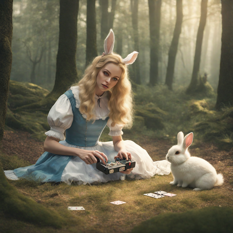 Alice with bunnies