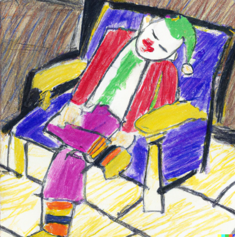 Crayon art of Joker sleeping 