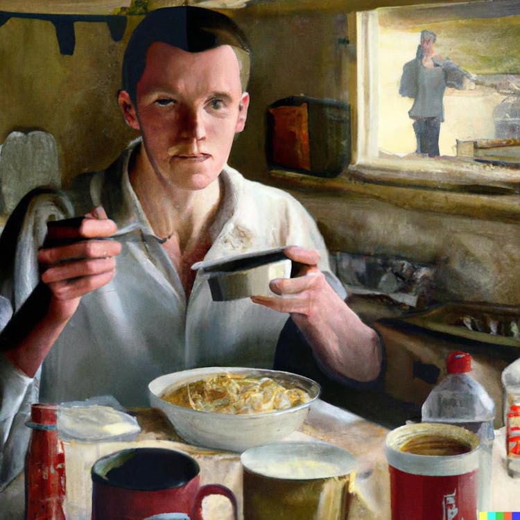 A man having breakfast